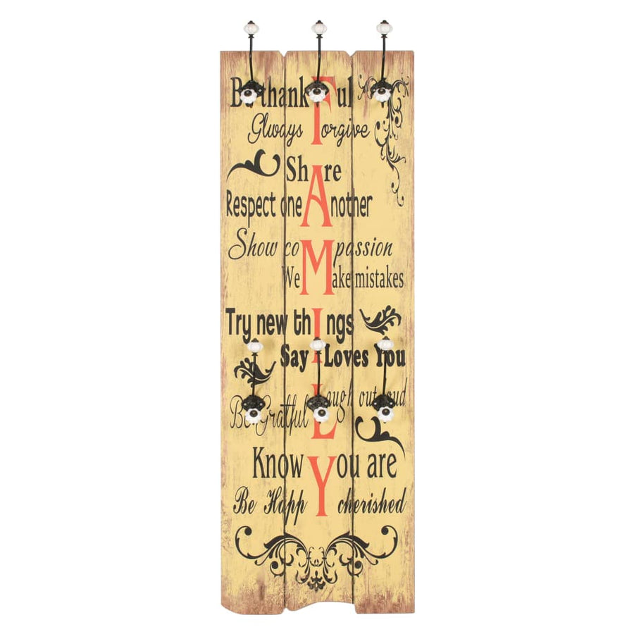 Wandkapstok Met 6 Haken Family 120X40 Cm