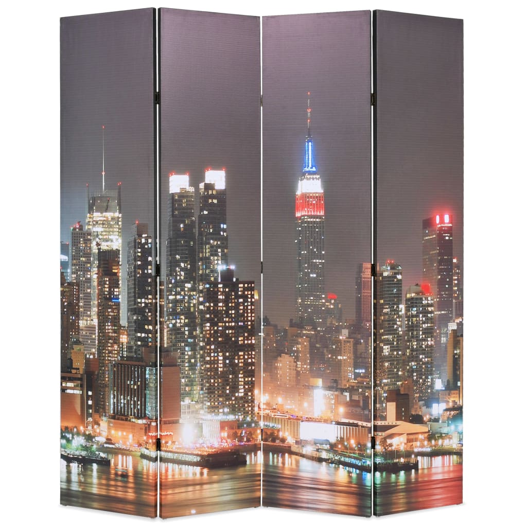 Kamerscherm inklapbaar New York bij nacht 160x170 cm
