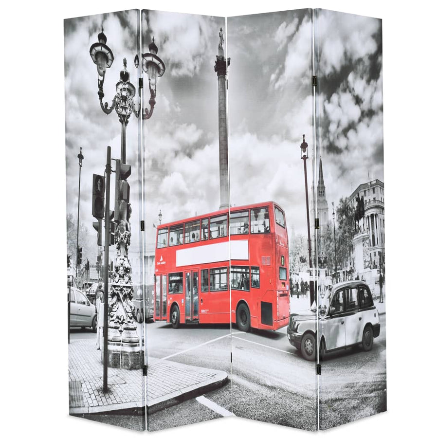 Kamerscherm inklapbaar Londen bus 160x170 cm zwart en wit 160 x 170 cm