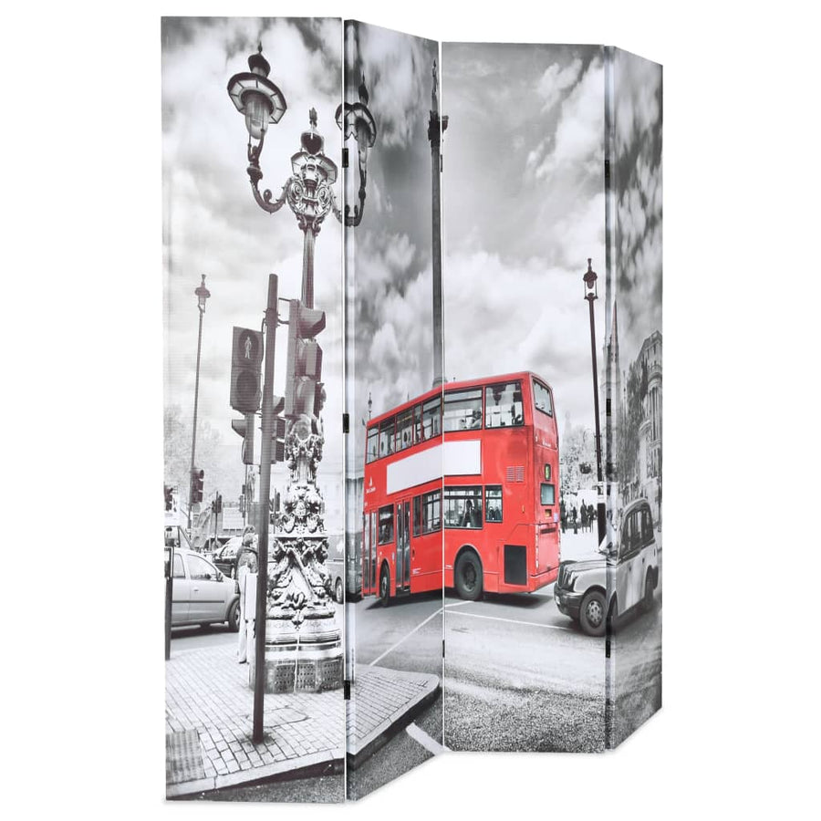 Kamerscherm inklapbaar Londen bus 160x170 cm zwart en wit 160 x 170 cm