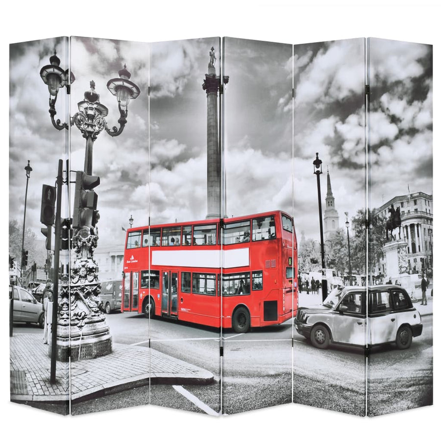 Kamerscherm Inklapbaar Londen Bus Zwart En Wit 228 x 170 cm