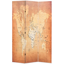 Kamerscherm Inklapbaar Wereldkaart Geel 120 x 170 cm