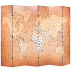 Folding room divider world map 228x170 cm yellow
