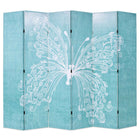 Foldable Room Divider Butterfly 228x170 cm Blue