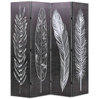 Folding Room Divider with Feathers 160x170 cm Black and White