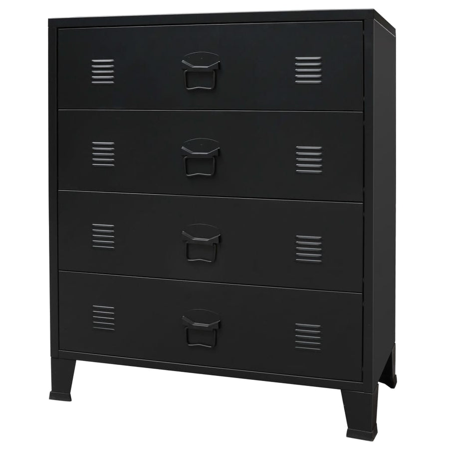 Ladekast Industriële Stijl 78X40X93 Cm Metaal Zwart