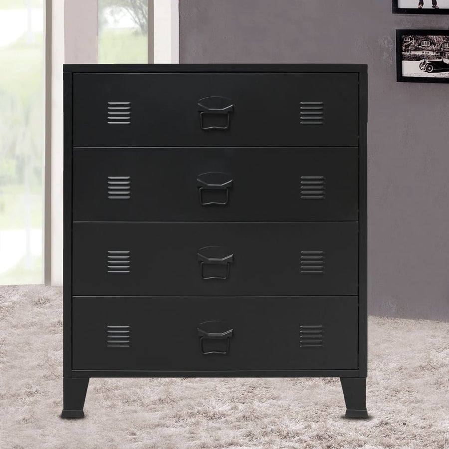 Ladekast Industriële Stijl 78X40X93 Cm Metaal Zwart