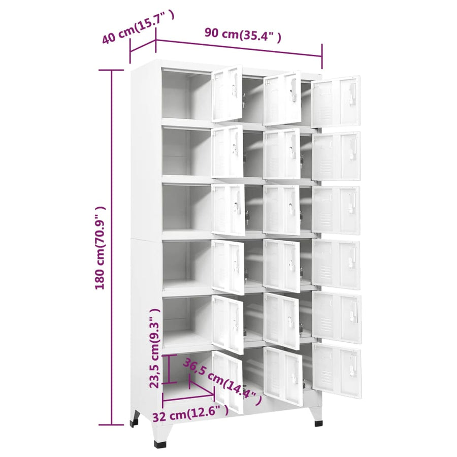 Lockerkast met 18 vakken 90x40x180 cm metaal Grijs