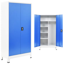 Lockerkast Met 2 Deuren 90X40X180 Cm Metaal Grijs En Blauw