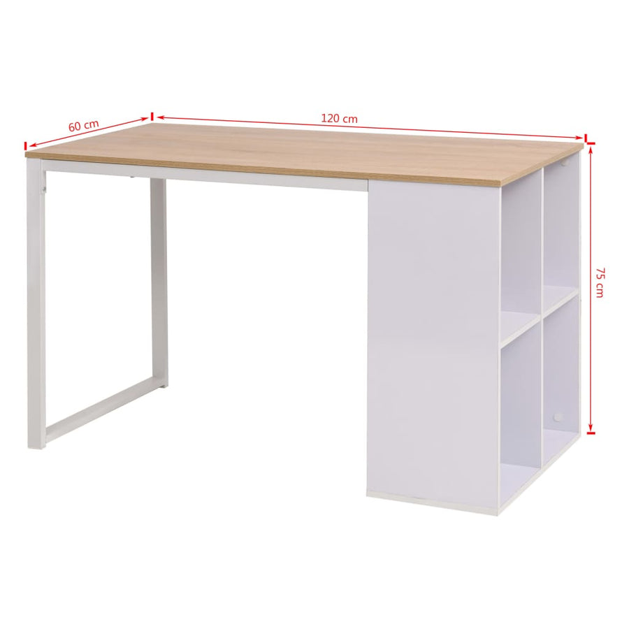 Schrijftafel 120X60X75 Cm Eikenkleur En Wit