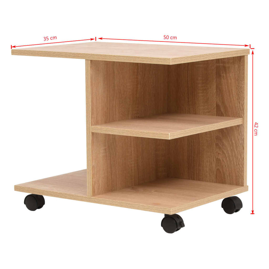 Plankenkast Verrijdbaar 50X35X42 Cm Eikenkleur