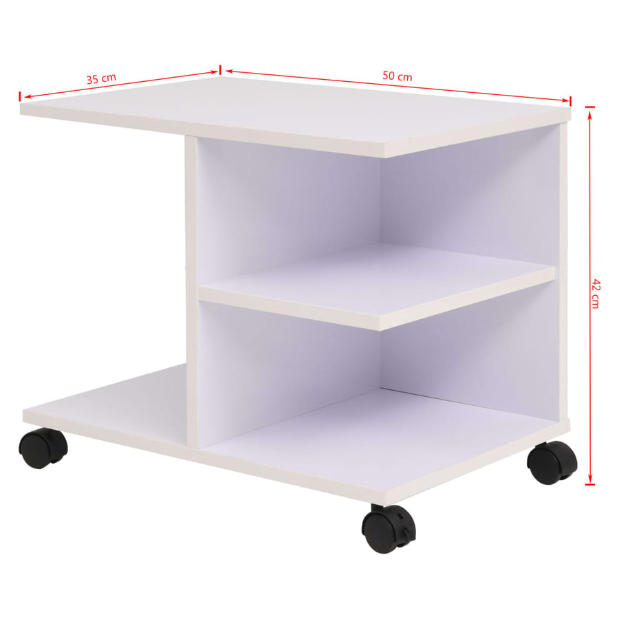 Plankenkast Verrijdbaar 50X35X42 Cm Wit