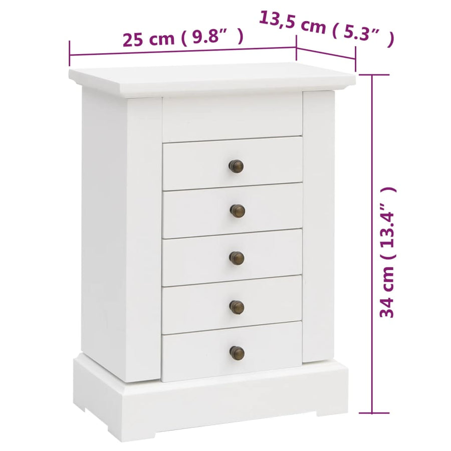 Sieradenkastje Met Spiegel 25X13,5X34 Cm Mdf