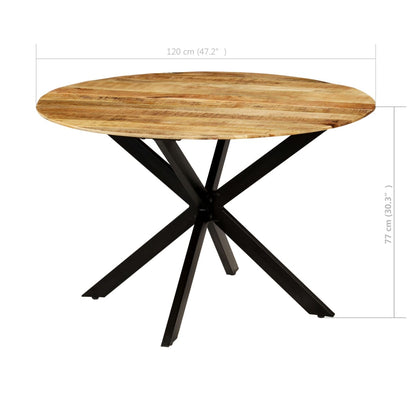 Eettafel 120X77 Cm Massief Ruw Mangohout En Staal Ø 120 x 77 cm