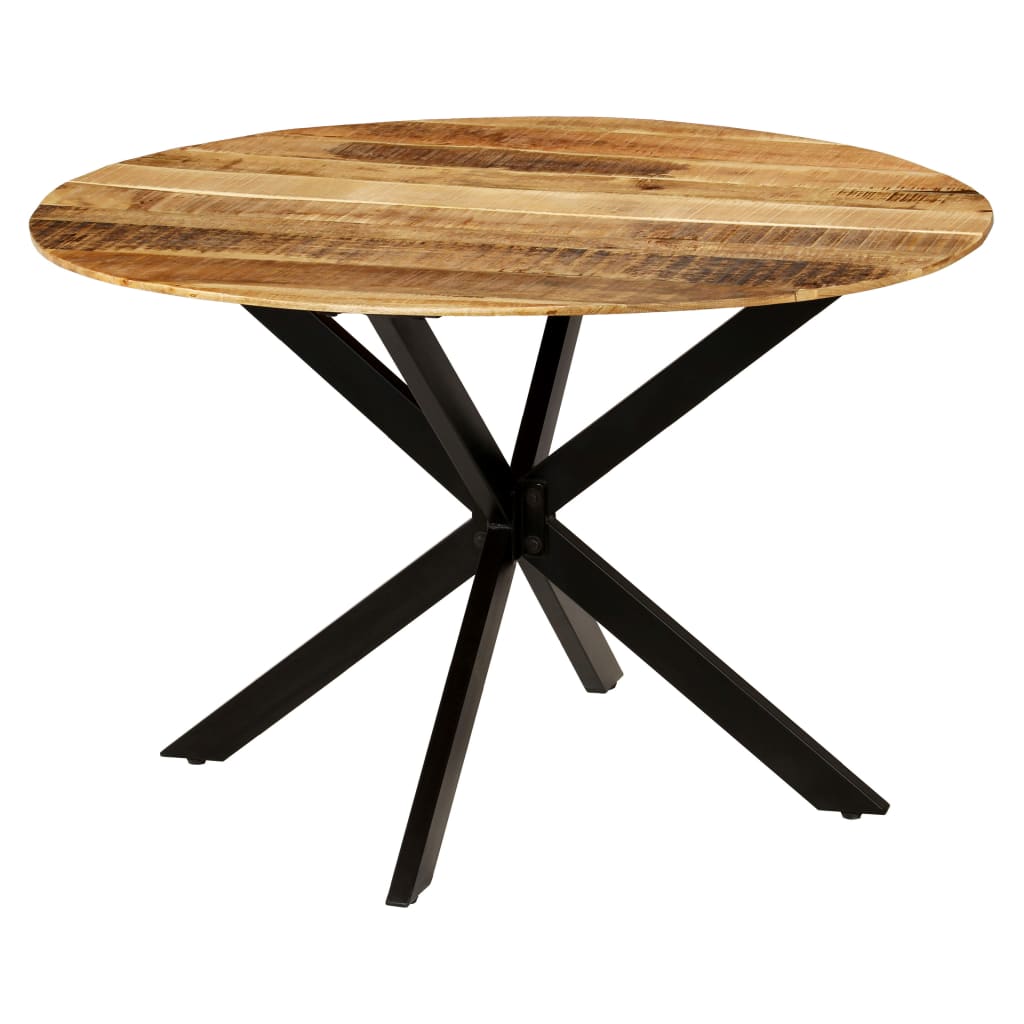 Eettafel 120X77 Cm Massief Ruw Mangohout En Staal Ø 120 x 77 cm
