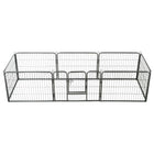 Dog run with 8 panels 80x60 cm steel black