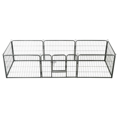 Hondenren Met 80X60 Cm Staal Zwart 60 x 80 cm 8 panelen