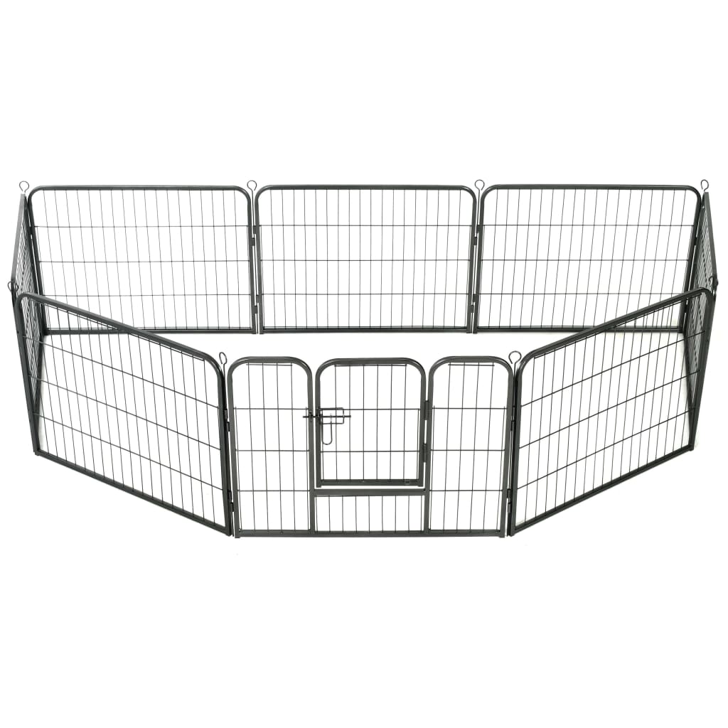 Hondenren Met 80X60 Cm Staal Zwart 60 x 80 cm 8 panelen