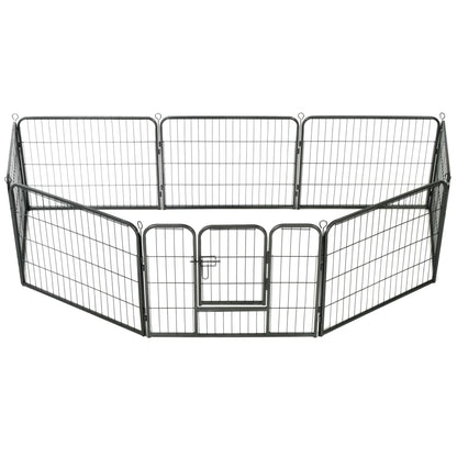 Hondenren Met 80X60 Cm Staal Zwart 60 x 80 cm 8 panelen