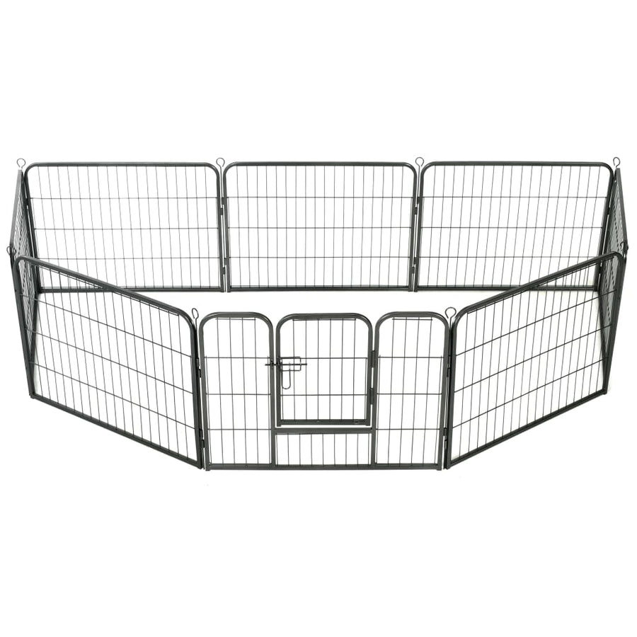 Hondenren Met 80X60 Cm Staal Zwart 60 x 80 cm 8 panelen