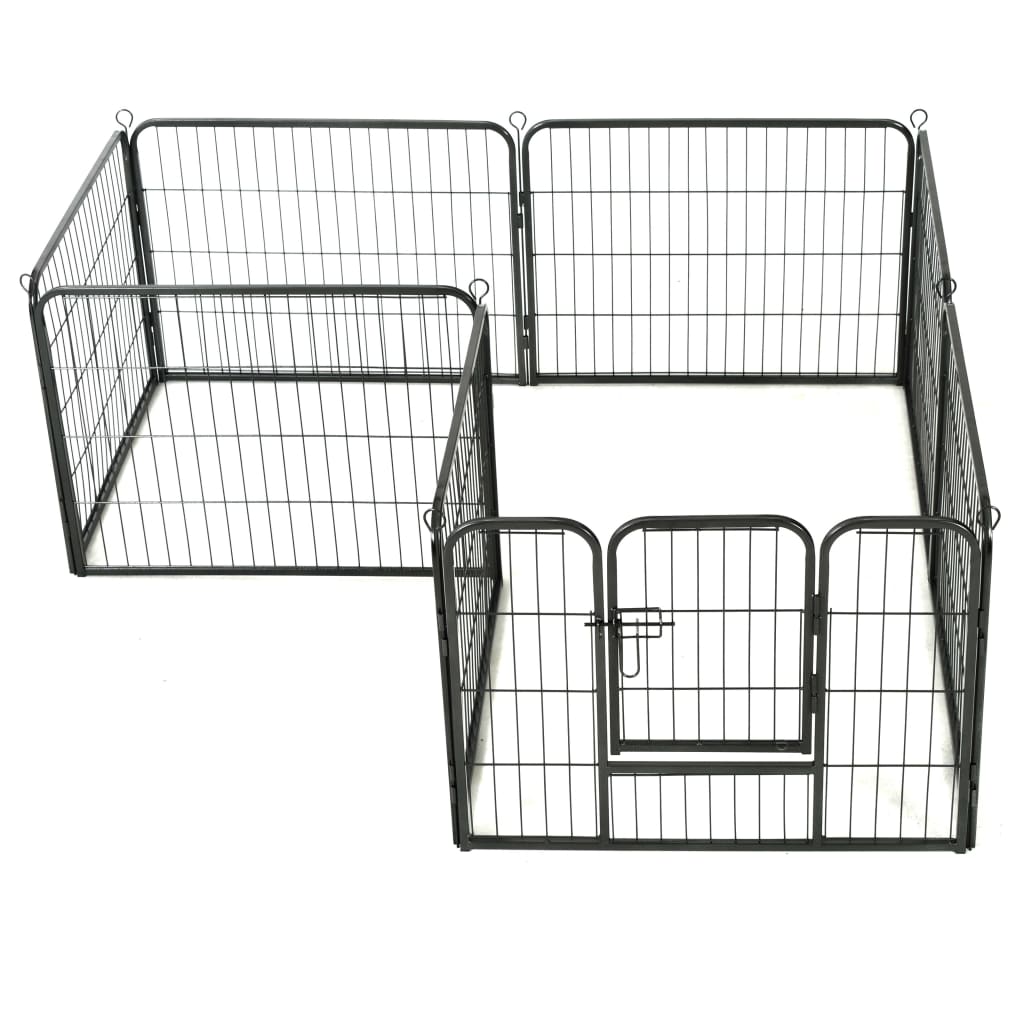 Hondenren Met 80X60 Cm Staal Zwart 60 x 80 cm 8 panelen