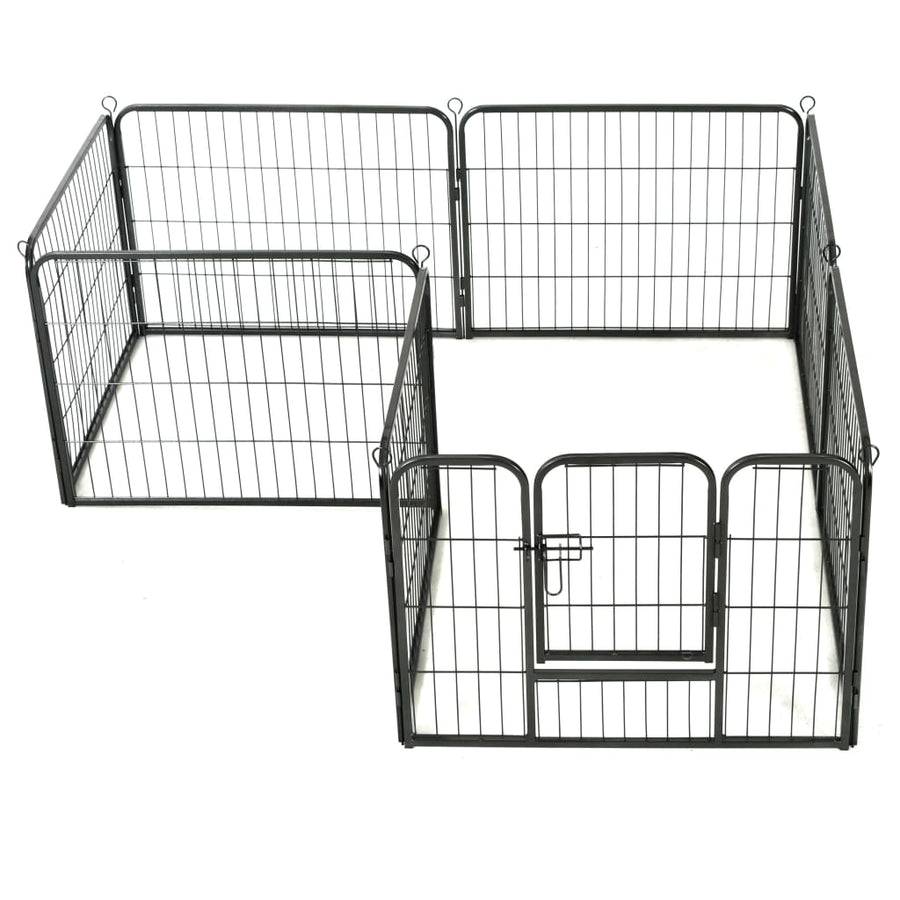 Hondenren Met 80X60 Cm Staal Zwart 60 x 80 cm 8 panelen