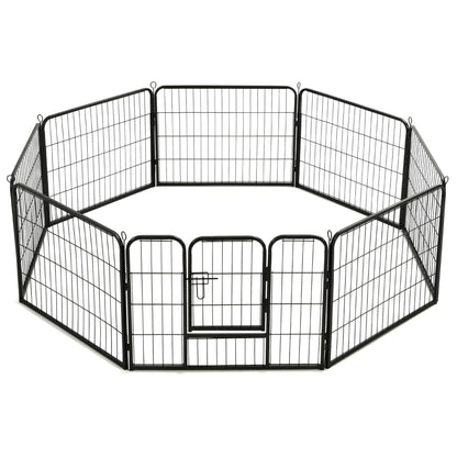 Hondenren Met 80X60 Cm Staal Zwart 60 x 80 cm 8 panelen