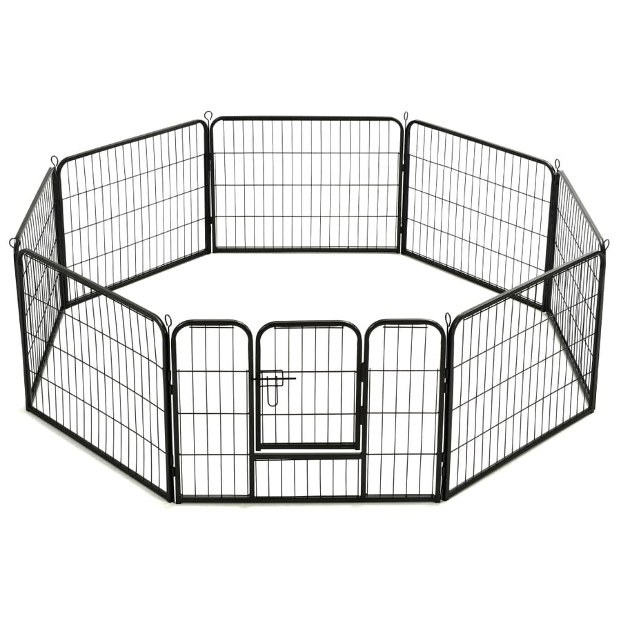 Hondenren Met 80X60 Cm Staal Zwart 60 x 80 cm 8 panelen
