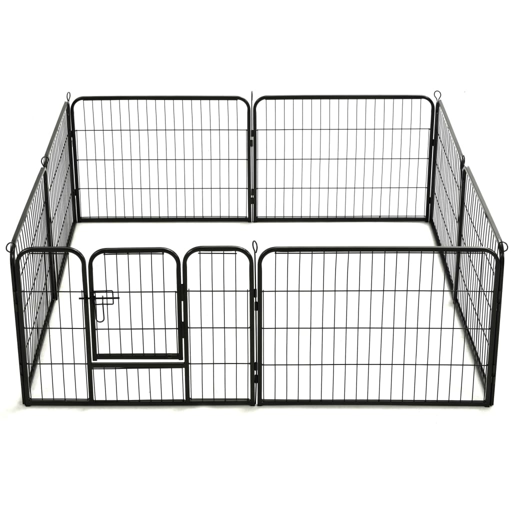 Hondenren Met 80X60 Cm Staal Zwart 60 x 80 cm 8 panelen