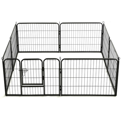 Hondenren Met 80X60 Cm Staal Zwart 60 x 80 cm 8 panelen