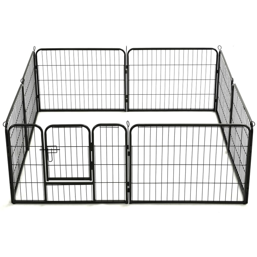 Hondenren Met 80X60 Cm Staal Zwart 60 x 80 cm 8 panelen