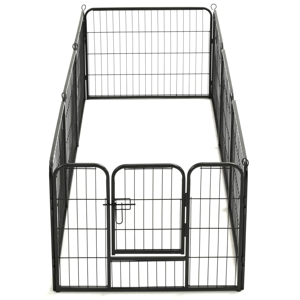 Hondenren Met 80X60 Cm Staal Zwart 60 x 80 cm 8 panelen