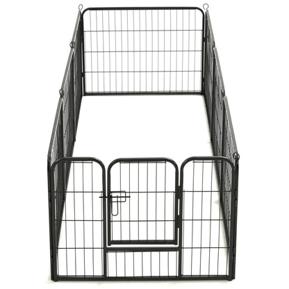 Hondenren Met 80X60 Cm Staal Zwart 60 x 80 cm 8 panelen