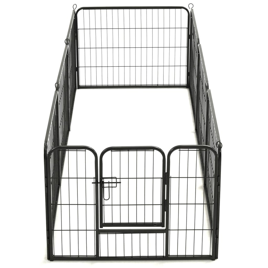Hondenren Met 80X60 Cm Staal Zwart 60 x 80 cm 8 panelen