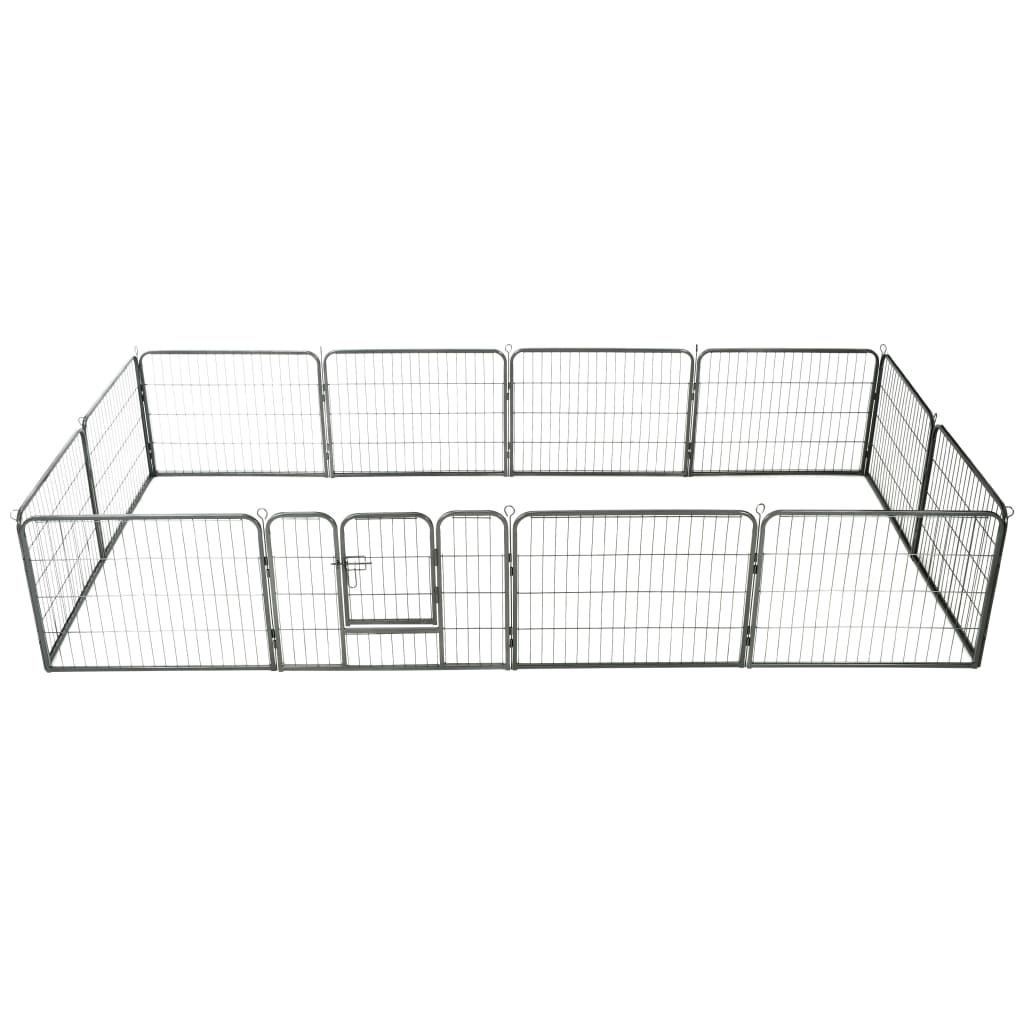 Hondenren Met 80X60 Cm Staal Zwart 60 x 80 cm 12 panelen