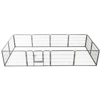 Hondenren Met 80X60 Cm Staal Zwart 60 x 80 cm 12 panelen