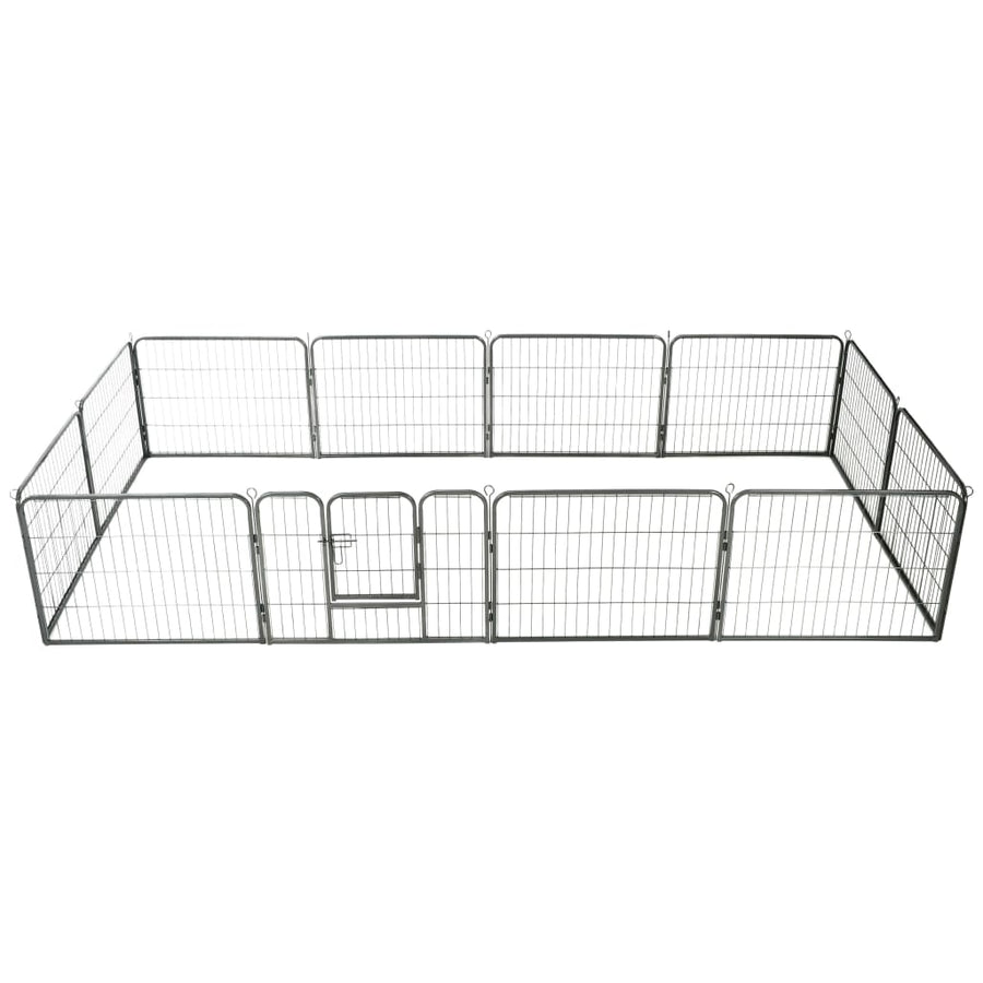 Hondenren Met 80X60 Cm Staal Zwart 60 x 80 cm 12 panelen