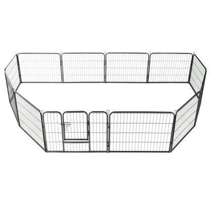Hondenren Met 80X60 Cm Staal Zwart 60 x 80 cm 12 panelen