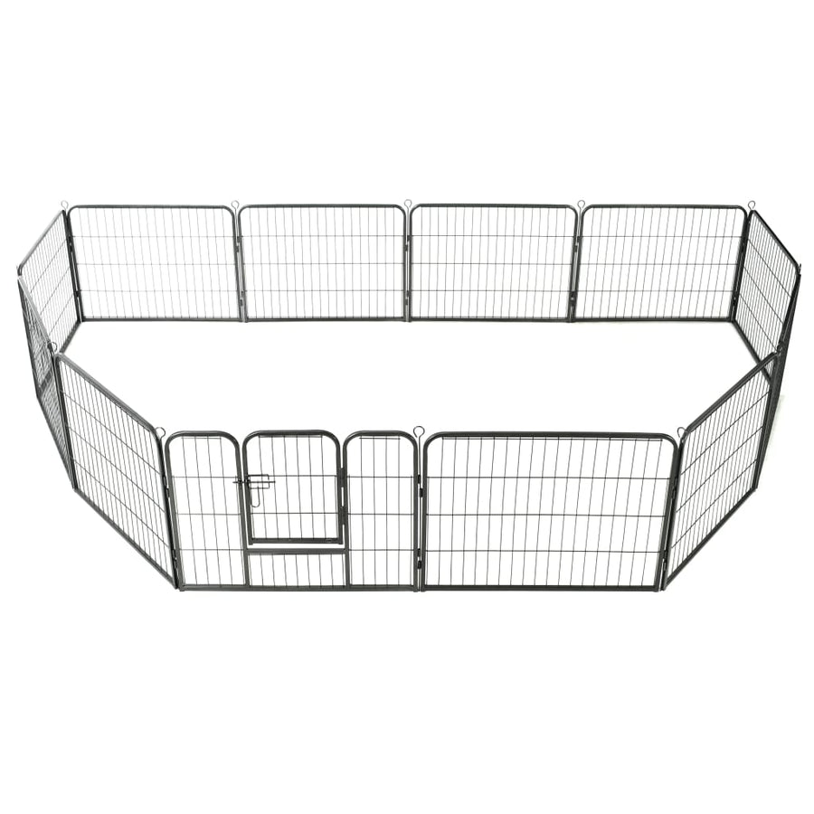 Hondenren Met 80X60 Cm Staal Zwart 60 x 80 cm 12 panelen