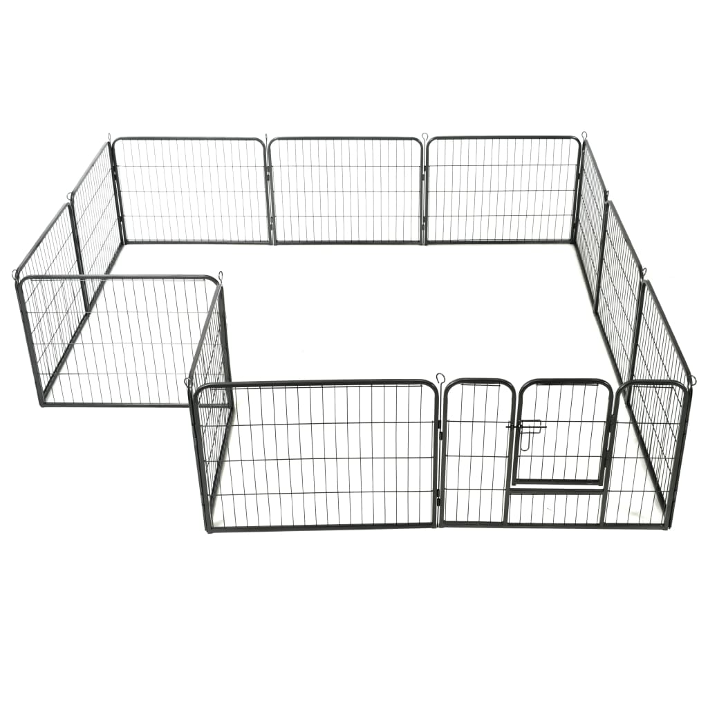 Hondenren Met 80X60 Cm Staal Zwart 60 x 80 cm 12 panelen