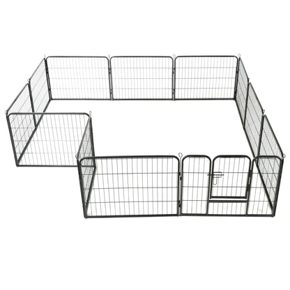 Hondenren Met 80X60 Cm Staal Zwart 60 x 80 cm 12 panelen