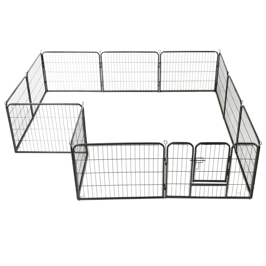 Hondenren Met 80X60 Cm Staal Zwart 60 x 80 cm 12 panelen