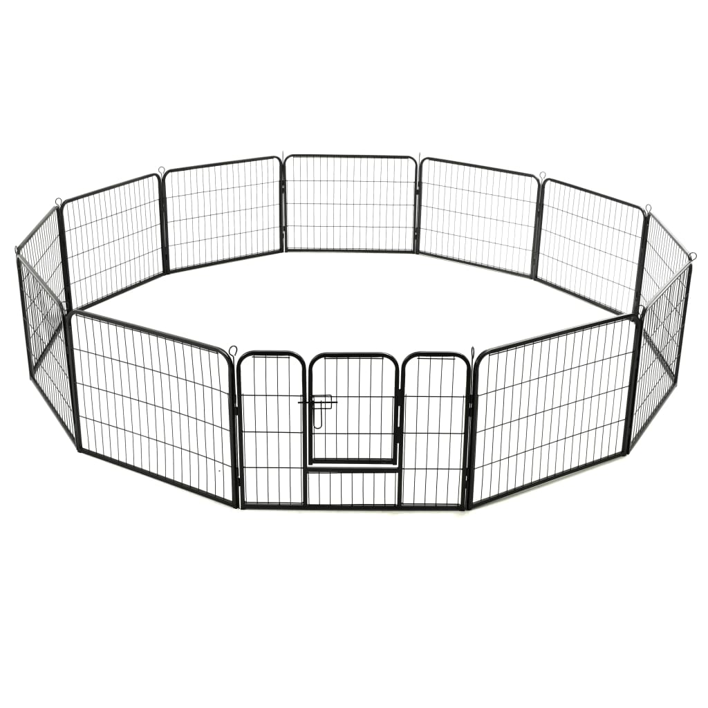Hondenren Met 80X60 Cm Staal Zwart 60 x 80 cm 12 panelen