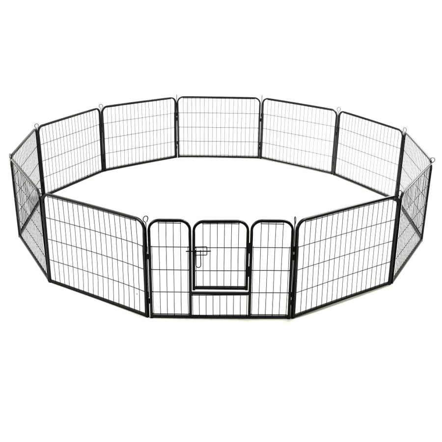 Hondenren Met 80X60 Cm Staal Zwart 60 x 80 cm 12 panelen