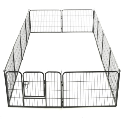 Hondenren Met 80X60 Cm Staal Zwart 60 x 80 cm 12 panelen