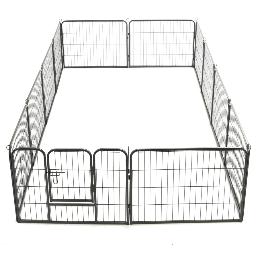 Hondenren Met 80X60 Cm Staal Zwart 60 x 80 cm 12 panelen