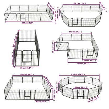 Hondenren Met 80X60 Cm Staal Zwart 60 x 80 cm 12 panelen
