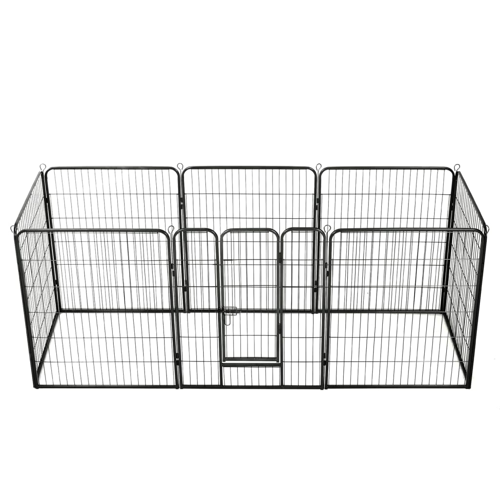 Hondenren met 8 panelen 80x100 cm staal zwart 80 x 100 cm 8 panelen