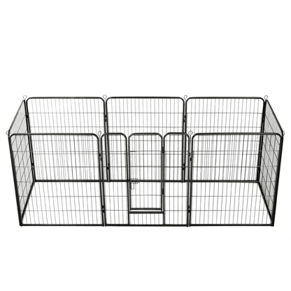Hondenren met 8 panelen 80x100 cm staal zwart 80 x 100 cm 8 panelen
