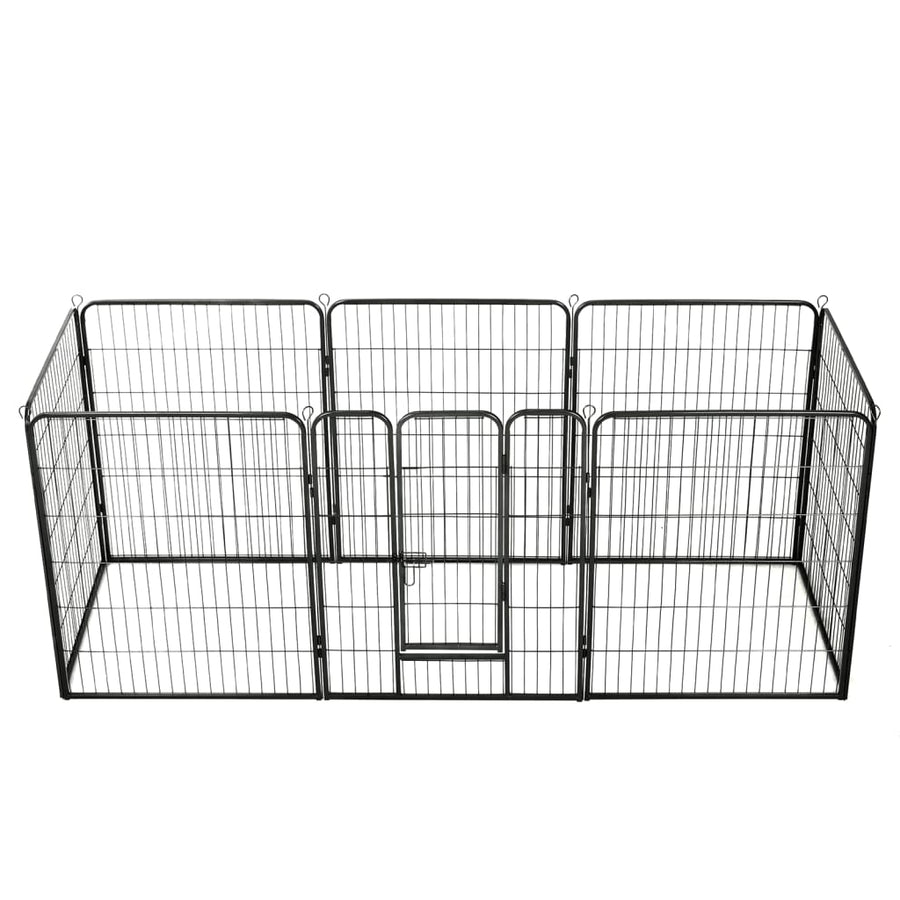Hondenren met 8 panelen 80x100 cm staal zwart 80 x 100 cm 8 panelen